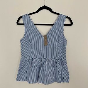 Jcrew Petite Striped Sleeveless Peplum Top